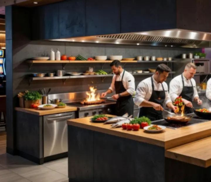 Séfek a nyitott konyhában tálalnak a Localkitchennben