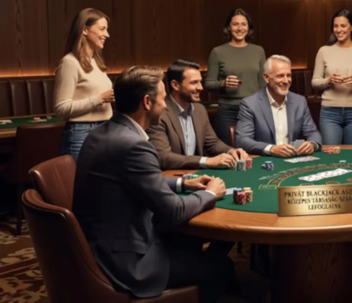 Privát Blackjack asztal előkészítve csapat vagy baráti társaság számára